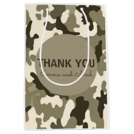 Earthy Brown & Tan Camouflage Danke Mittlere Geschenktüte