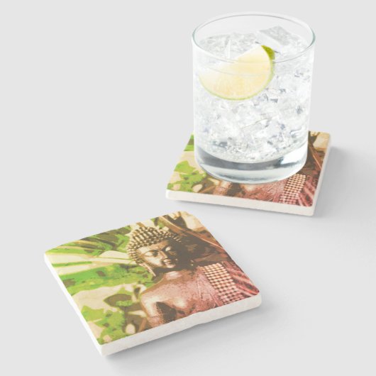 Earthy Buddha Meditation Zen Decor Steinuntersetzer (Seitenansicht)