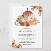 Earthy Burnt Orange Floral Pumpkin Wedding Einladung (Vorderseite)