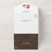 Earthy Burnt Orange Floral Pumpkin Wood Wedding All In One Einladung (Außenbereich)