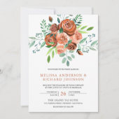 Earthy Burnt Orange Rose Bouquet Floral Wedding Einladung (Vorderseite)