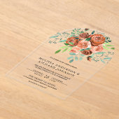 Earthy Burnt Orange Roses Bouquet Floral Wedding Acryleinladungen (Ablage )