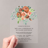 Earthy Burnt Orange Roses Bouquet Floral Wedding Acryleinladungen (Insitu (Handheld))