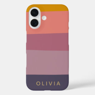 Earthy Color Block formt Lila Personalisierten Nam iPhone 16 Hülle