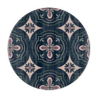 earthy colored floral geometric tiles schneidebrett