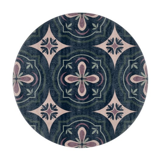 earthy colored floral geometric tiles schneidebrett (Vorderseite)