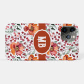 Earthy Colors, Fall Flowers Monogrammed Case-Mate iPhone Hülle (Rückseite (Horizontal))