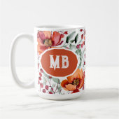 Earthy Colors, Fall Flowers Monogrammed Kaffeetasse (Links)