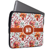 Earthy Colors, Fall Flowers Monogrammed Laptopschutzhülle (Vorne Rechts)