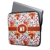 Earthy Colors, Fall Flowers Monogrammed Laptopschutzhülle (Vorderseite Links)