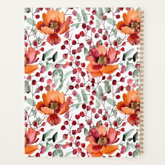Earthy Colors, Fall Flowers Monogrammed Planer (Rückseite)