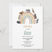 Earthy Colors Rainbow Jungle Animals Birthday Einladung (Vorderseite)