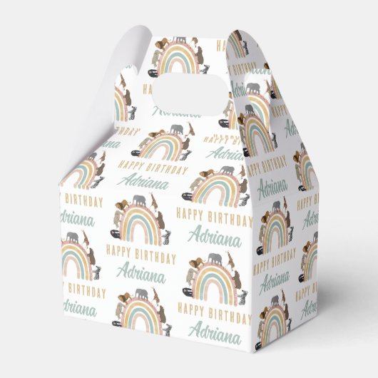 Earthy Colors Rainbow Jungle Animals Geburtsname Geschenkschachtel (Vorderseite)