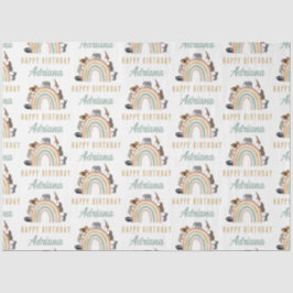 Earthy Colors Rainbow Jungle Animals Geburtsname Seidenpapier