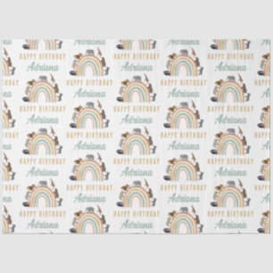Earthy Colors Rainbow Jungle Animals Geburtsname Seidenpapier