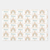 Earthy Colors Watercolor Rainbow Sun Geburtsname Geschenkpapier Set (Vorderseite)
