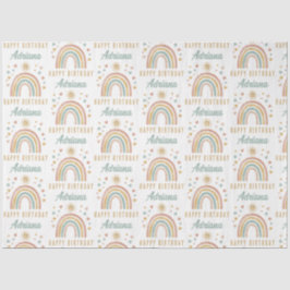 Earthy Colors Watercolor Rainbow Sun Geburtsname Seidenpapier