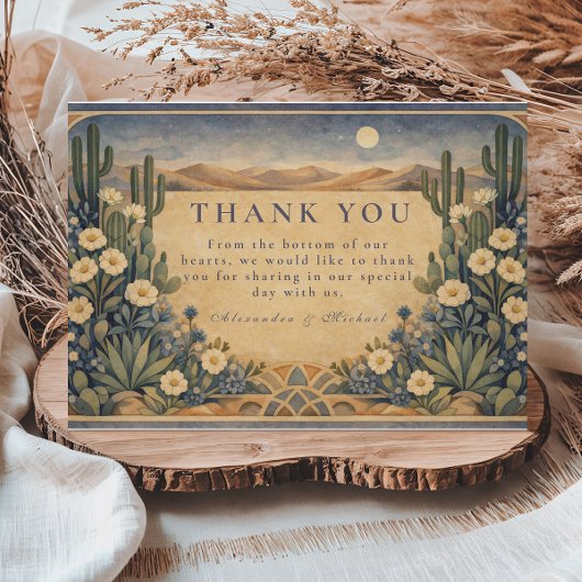 Earthy Desert Floral Wedding Dankeskarte