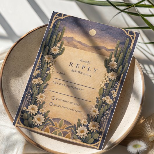 Earthy Desert Floral Wedding RSVP Karte