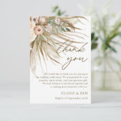 Earthy Drithy Pampas Grass Floral Wedding Bridal Dankeskarte (Stehend Vorderseite)