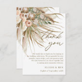 Earthy Drithy Pampas Grass Floral Wedding Bridal Dankeskarte (Vorne/Hinten)