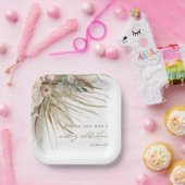 Earthy Drithy Pampas Grass Floral Wedding Bridal Pappteller (Party)