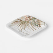 Earthy Drithy Pampas Grass Floral Wedding Bridal Pappteller (Gewinkelt)