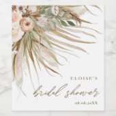 Earthy Drithy Pampas Grass Floral Wedding Bridal Weinetikett (Einzelnes Label)
