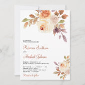 Earthy Dusty Peach floral All in One Wedding Einladung (Vorderseite)