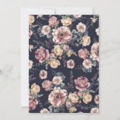 Earthy Dusty Rose and Navy Blue Floral Wedding Einladung (Rückseite)