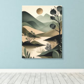 Earthy Elegance: Abstrakte Szene und Schwarz Leinwanddruck (Insitu (Holzboden))