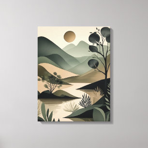 Earthy Elegance: Abstrakte Szene und Schwarz Leinwanddruck