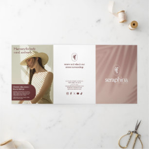 Earthy Elegance Logo Beauty, Wellness-Center Pink  Dreifach Gefaltete Karte