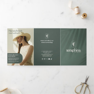 Earthy Elegance Logo Beauty, Wellness-Center Sage  Dreifach Gefaltete Karte