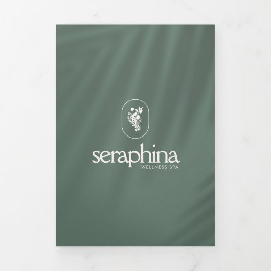Earthy Elegance Logo Beauty, Wellness-Center Sage Dreifach Gefaltete Karte (Cover)
