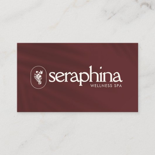 Earthy Elegance Logo Beauty, Wellness, Spa Maroon Visitenkarte (Vorderseite)