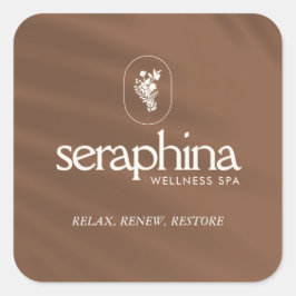 Earthy Elegance Logo Beauty, Wellness, Spa Rust Quadratischer Aufkleber