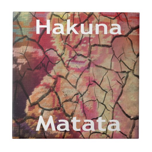 Earthy Elegant Lion: Hakuna Matata Textured Design Fliese (Vorderseite)