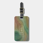Earthy Emerald Strata | Green Gold Ink Monogram Gepäckanhänger (Vorderseite vertikal)