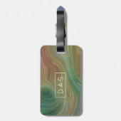 Earthy Emerald Strata | Green Gold Ink Monogram Gepäckanhänger (Rückseite vertikal)