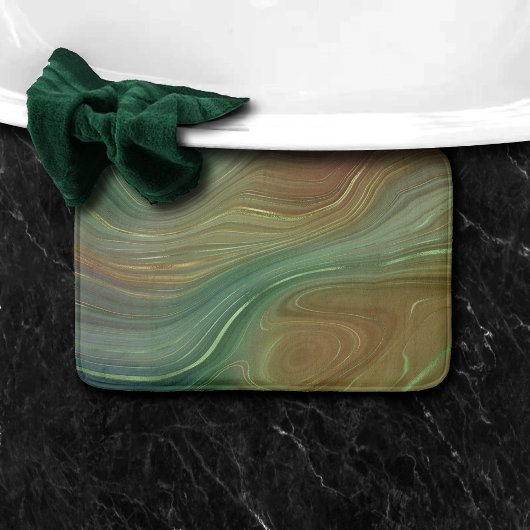 Earthy Emerald Strata | Green und Golden Ink Agate Badematte
