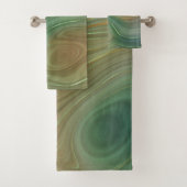 Earthy Emerald Strata | Green und Golden Ink Agate Badhandtuch Set (Insitu)