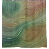 Earthy Emerald Strata | Green und Golden Ink Agate Duschvorhang (Vorderseite)