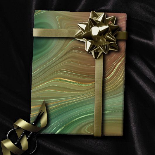 Earthy Emerald Strata | Green und Golden Ink Agate Geschenkpapier