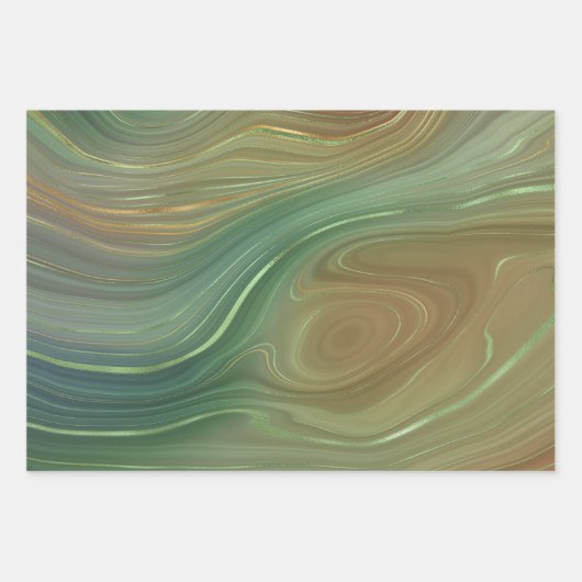 Earthy Emerald Strata | Green und Golden Ink Agate Geschenkpapier Set (Vorderseite 3)