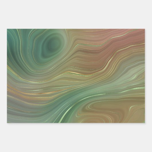Earthy Emerald Strata | Green und Golden Ink Agate Geschenkpapier Set (Vorderseite 2)