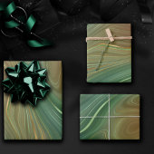 Earthy Emerald Strata | Green und Golden Ink Agate Geschenkpapier Set