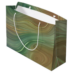 Earthy Emerald Strata   Green und Golden Ink Agate Große Geschenktüte