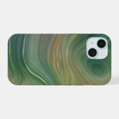 Earthy Emerald Strata | Green und Golden Ink Agate iPhone 15 Hülle (Rückseite (Horizontal))