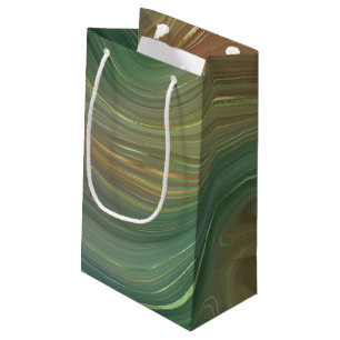 Earthy Emerald Strata   Green und Golden Ink Agate Kleine Geschenktüte